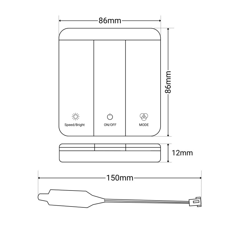 Monochrome IC LED Strip Controller 12-24V - With RF Remote - 23 Effects