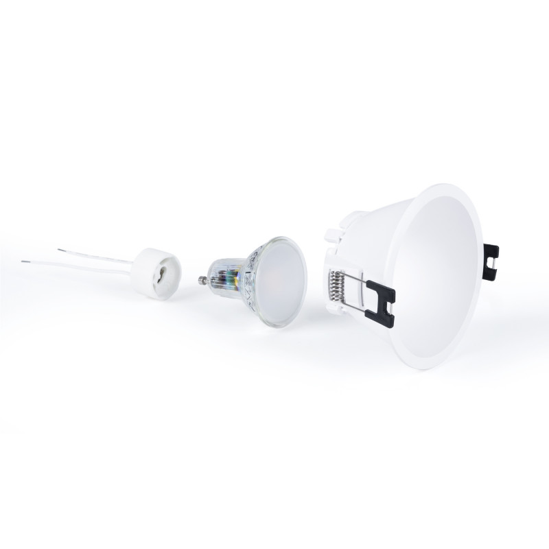KIT Fixed recessed downlight Ø82mm (black) + 5.4W GU10 Bulb + Socket