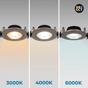 Outdoor LED downlight - 7W - CCT - 630lm - Cutout Ø70mm - IP54
