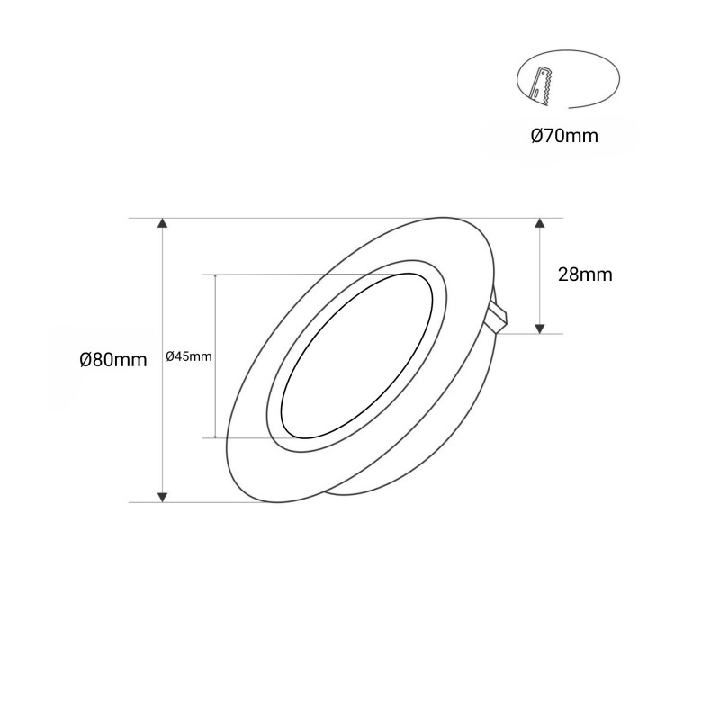 Outdoor LED downlight - 7W - CCT - 630lm - Cutout Ø70mm - IP54