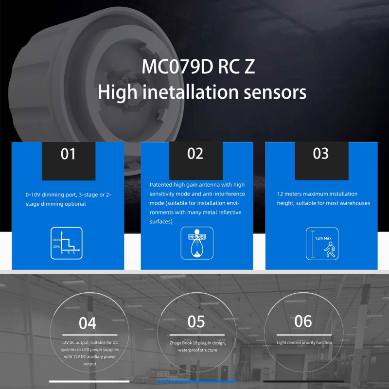 Microwave motion sensor for industrial LED High Bay - B8155