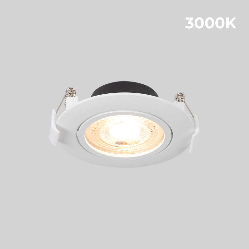 Adjustable LED Downlight - 7W - TRIAC Dimmable - 800lm - 3000K - Cutout Ø73mm