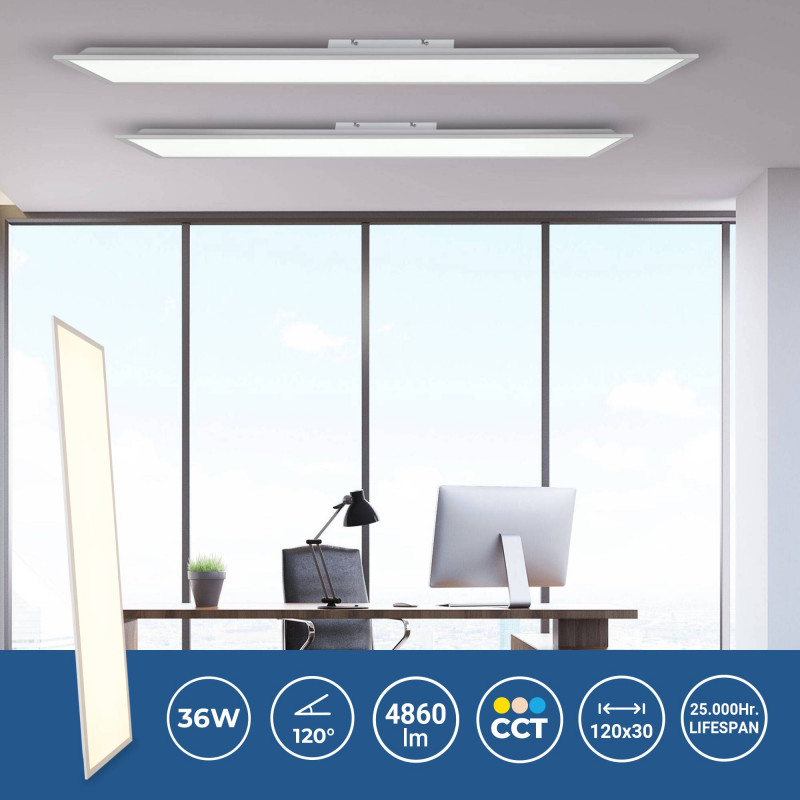Surface LED Panel CCT - 36W - 120 x 30 cm - 135lm/W - IP20