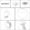 Configurable lamp "Axia 3" - KIT 12W globe lamp + Conductive fabric strip + accessories