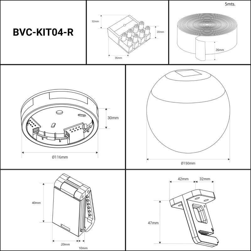 Configurable lamp "Axia 4" - KIT 12W globe lamp + Conductive fabric strip + accessories