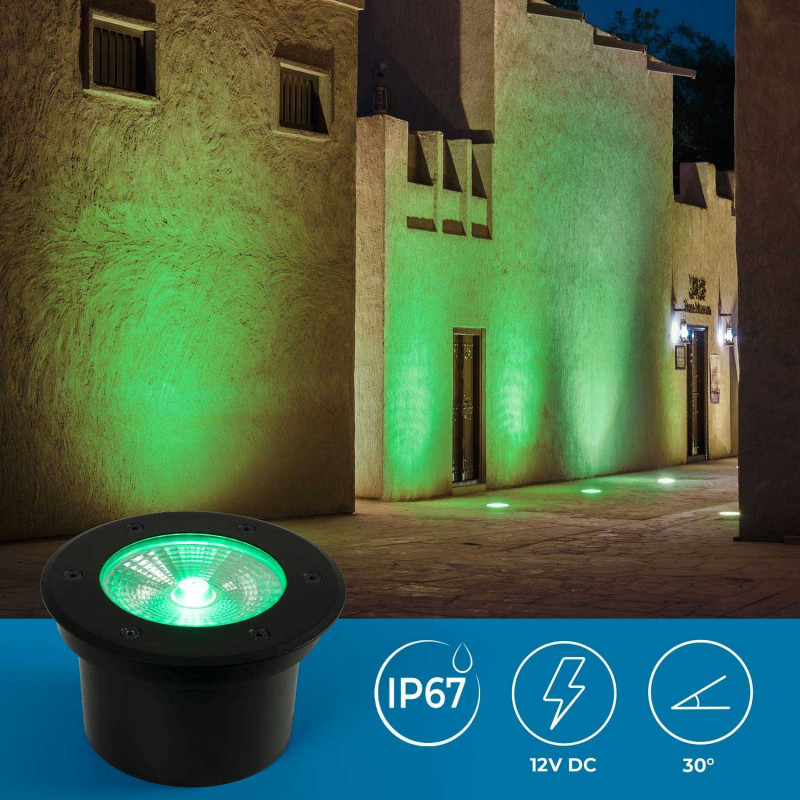 Outdoor RGB LED Step Light - 18W - 12V DC - IP67 - Ø15cm - 30º