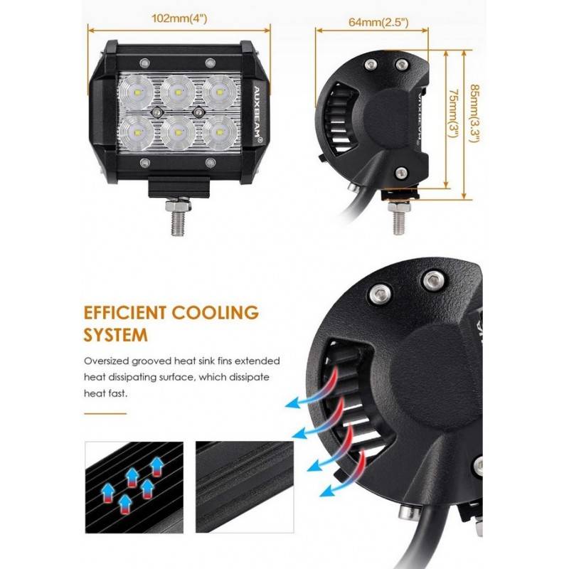 LED spotlight for machinery, 4x4 off road and nautical 18W -1800lm