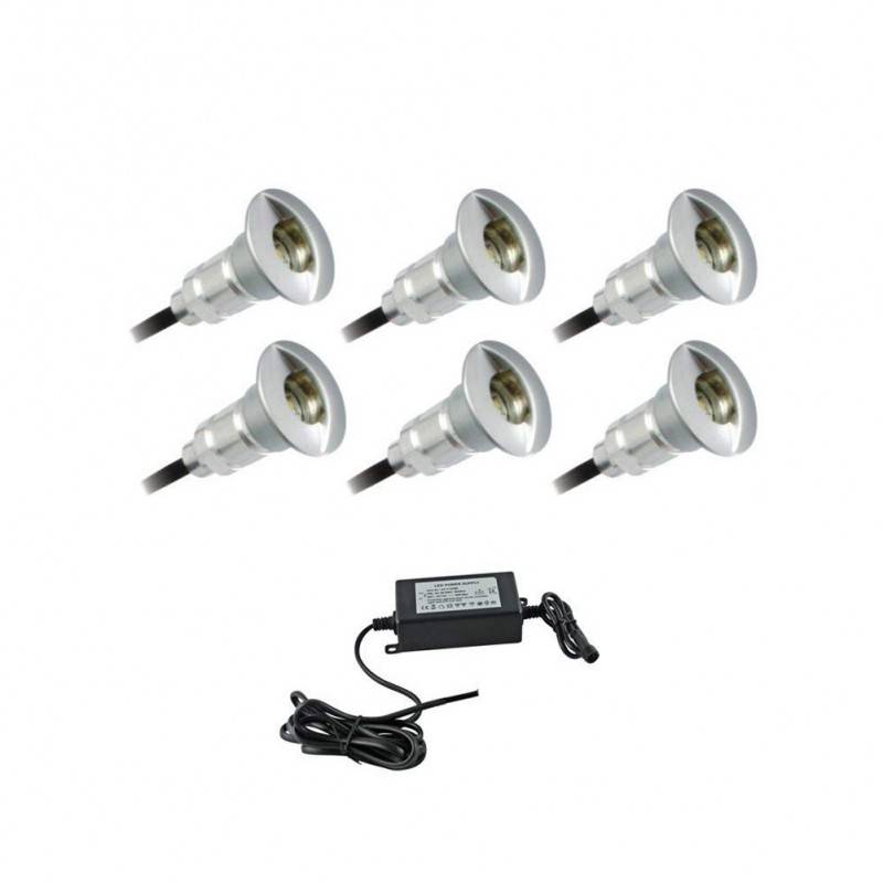 Kit of 6 stair lights 0,3W 12V-DC Ø26x41mm