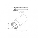 LED CCT 3-phase track spotlight - 35W - ZOOM 20º- 60º - CRI 90