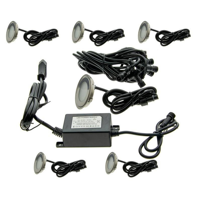 Kit 6 recessed LED spotlights Ø58x9mm 0,5W 12V-DC IP67