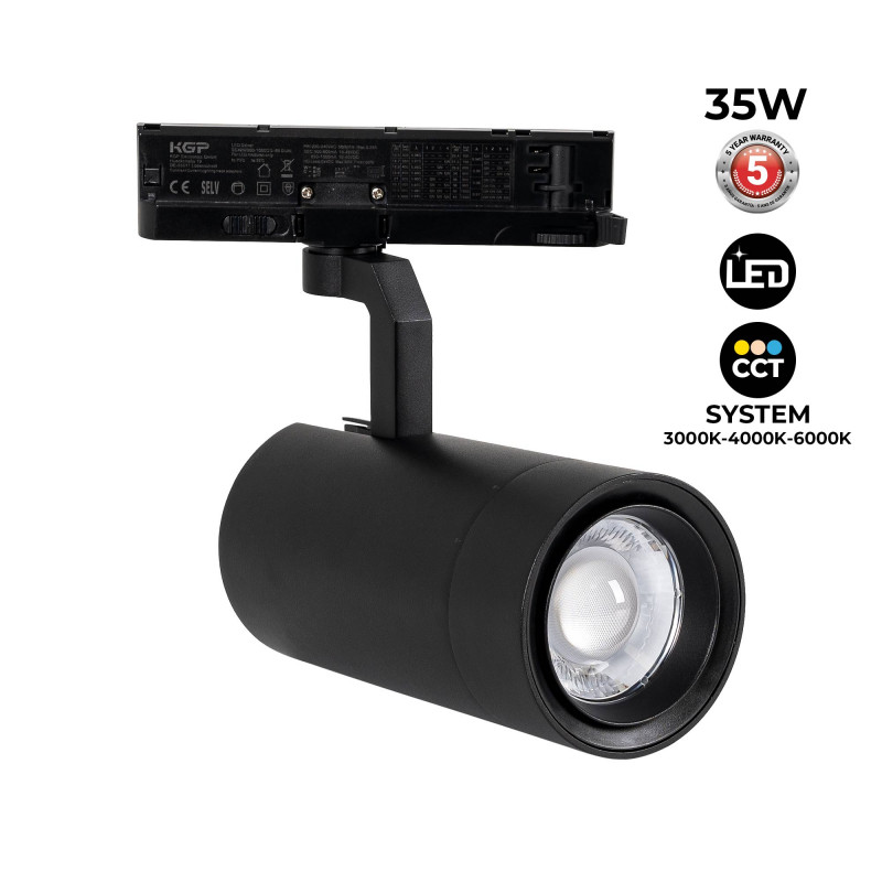 LED CCT 3-phase track spotlight - 35W - ZOOM 20º- 60º - CRI 90