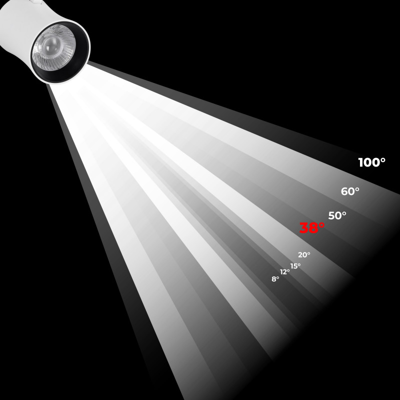 Architectural LED CCT 3-phase track spotlight - 40W - CRI 90 - KGP Driver