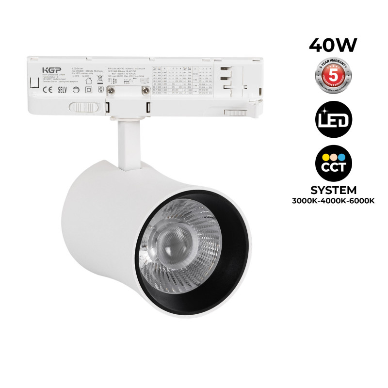 Architectural LED CCT 3-phase track spotlight - 40W - CRI 90 - KGP Driver