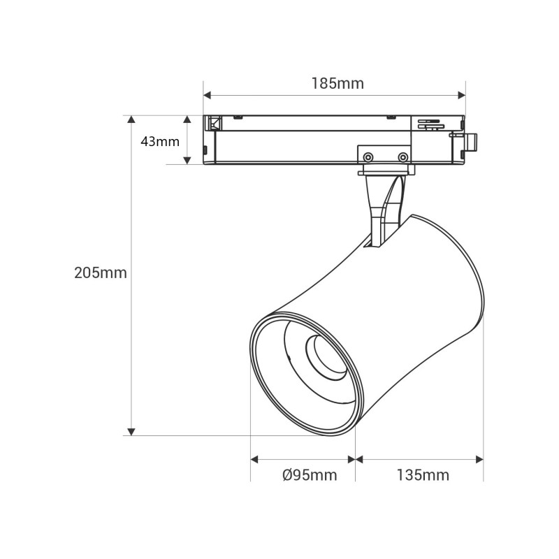 Architectural LED CCT 3-phase track spotlight - 40W - CRI 90 - KGP Driver