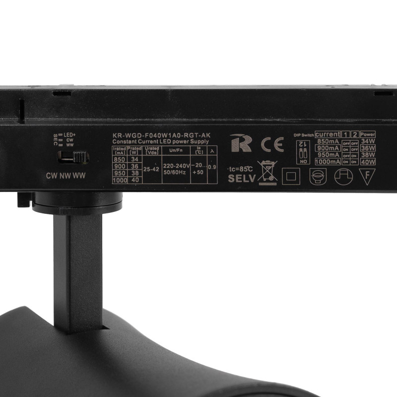 Architectural LED CCT 1-phase track spotlight - 40W - CRI 90