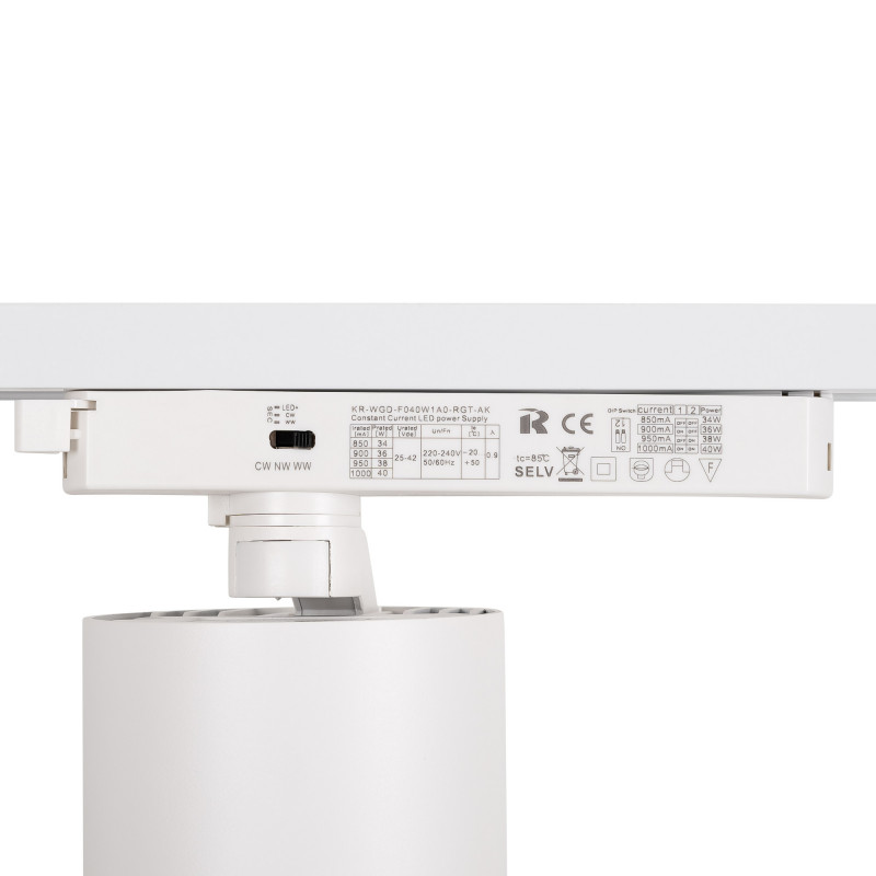 LED CCT 1-phase track spotlight - 35W - ZOOM 20º- 60º - CRI 90