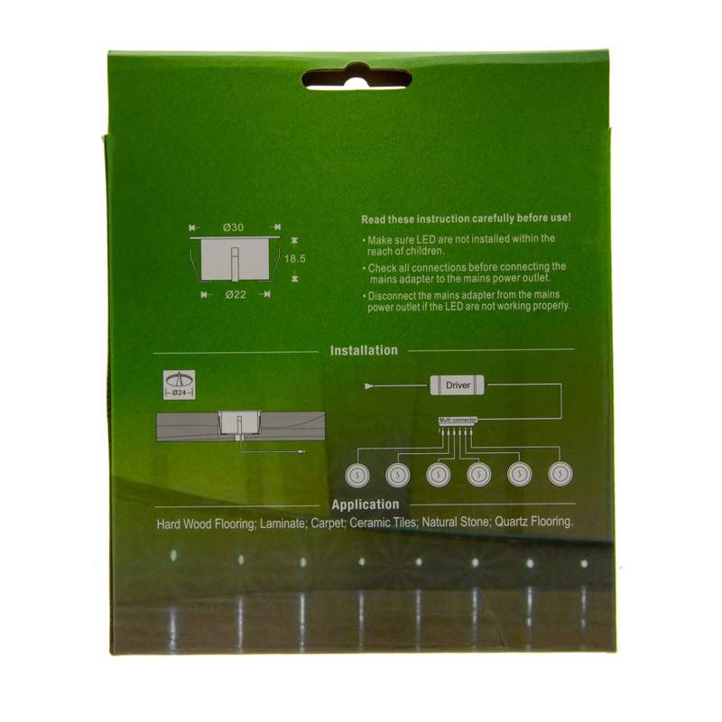 Kit 6 LED ground recessed spotlights 0,3W 12V-DC IP67