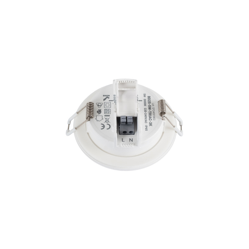 Outdoor LED Downlight Kit 5W - IP65 - 3000K + Interchangeable bezel - TRIAC dimmable - Ø68mm