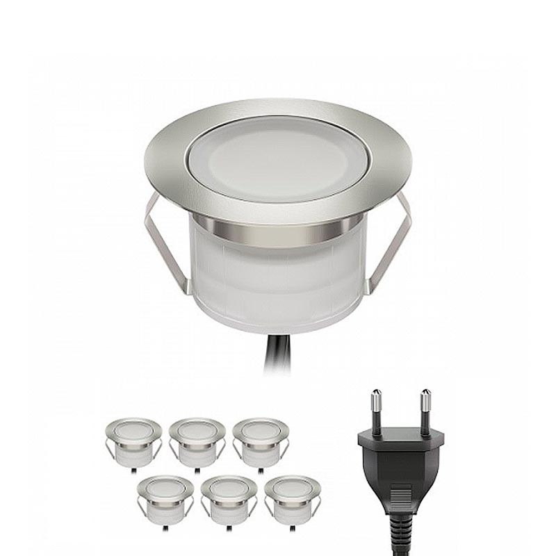 Kit 6 LED ground recessed spotlights 0,3W 12V-DC IP67