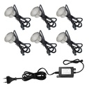Kit 6 LED ground recessed spotlights 0,3W 12V-DC IP67