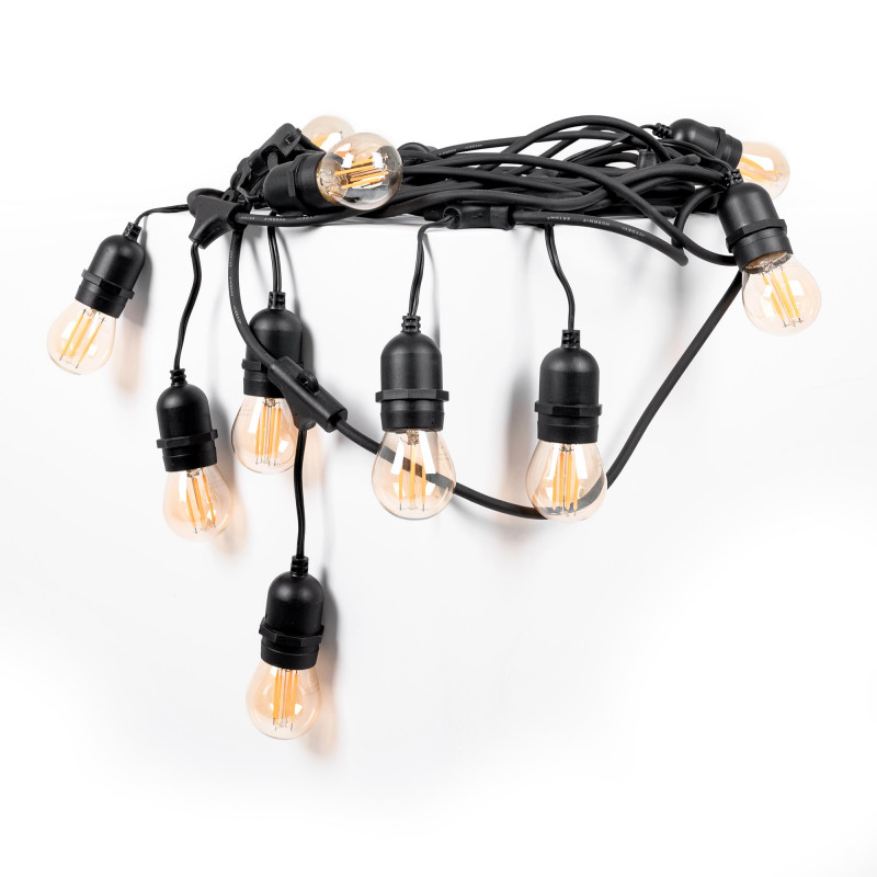 Kit - 11.5m Outdoor string lights + 10 LED G45/E27 filament bulbs 4W - 2200K - IP44