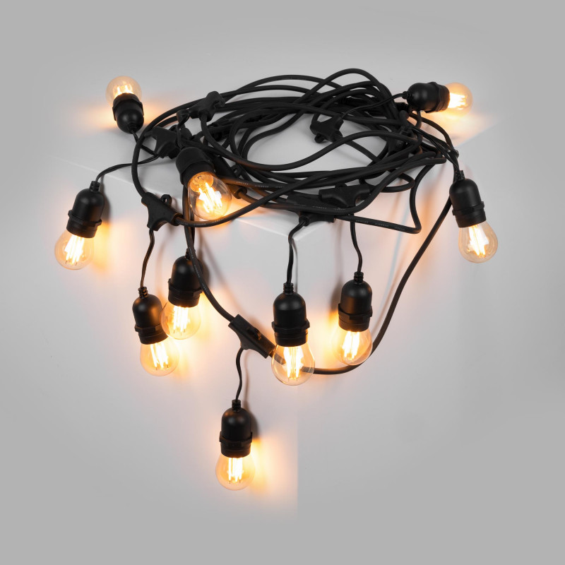 Kit - 11.5m Outdoor string lights + 10 LED G45/E27 filament bulbs 4W - 2200K - IP44