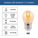 Kit - 11.5m Outdoor string lights + 10 dimmable LED bulbs G45/E27- 4W - 2200K - IP44