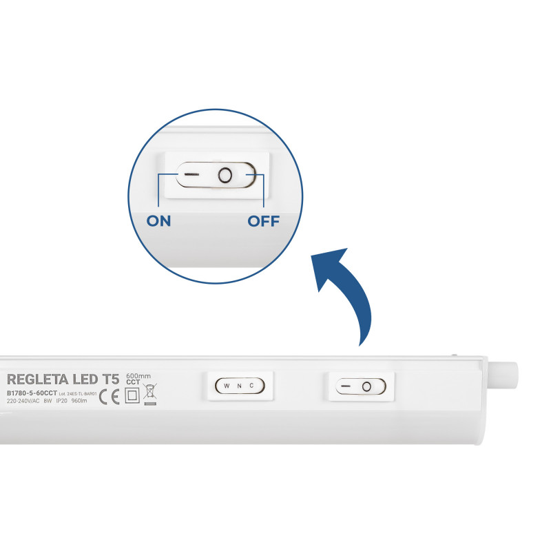 Under cabinet LED batten - T5 - 8W - CCT - 60 cm - Opal