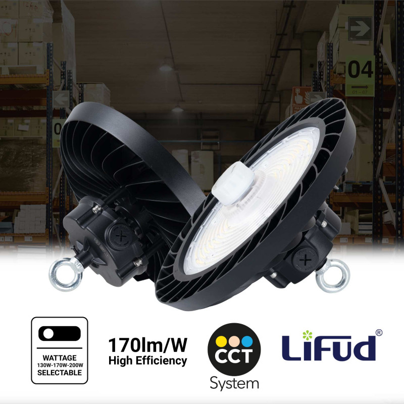 Industrial LED UFO High Bay - 200W - CCT - With motion sensor - 170lm/W - LIFUD Driver - IP65 - 5 years warranty