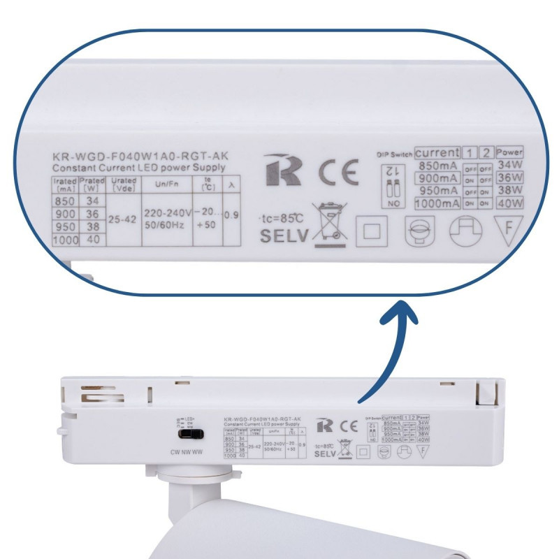 Proyector LED para carril monofásico - Verdulerías - 40W