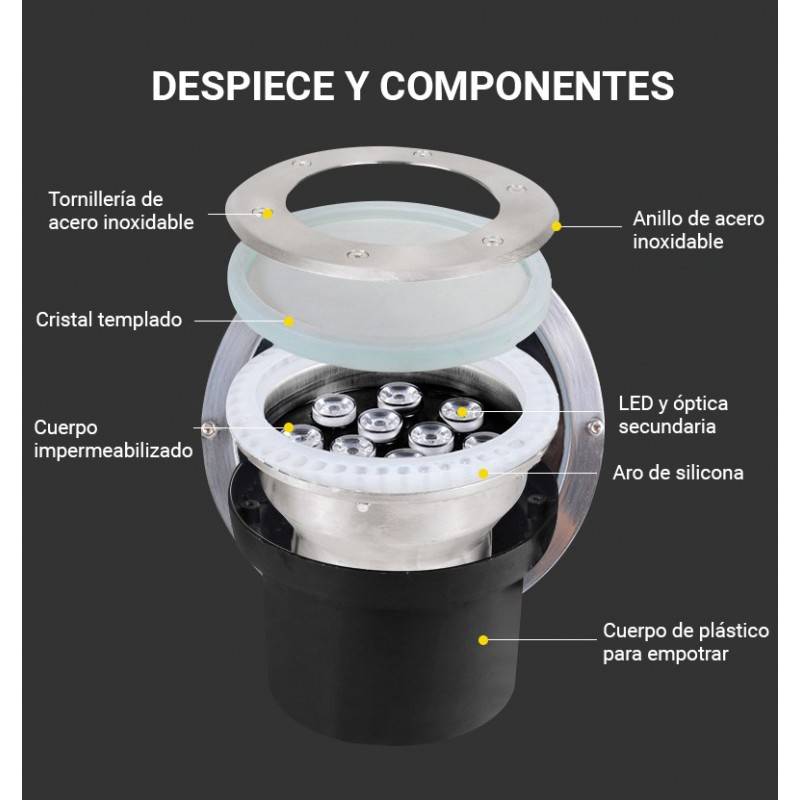 RGB LED Ground Recessed Spotlight 18W 12V-DC IP67
