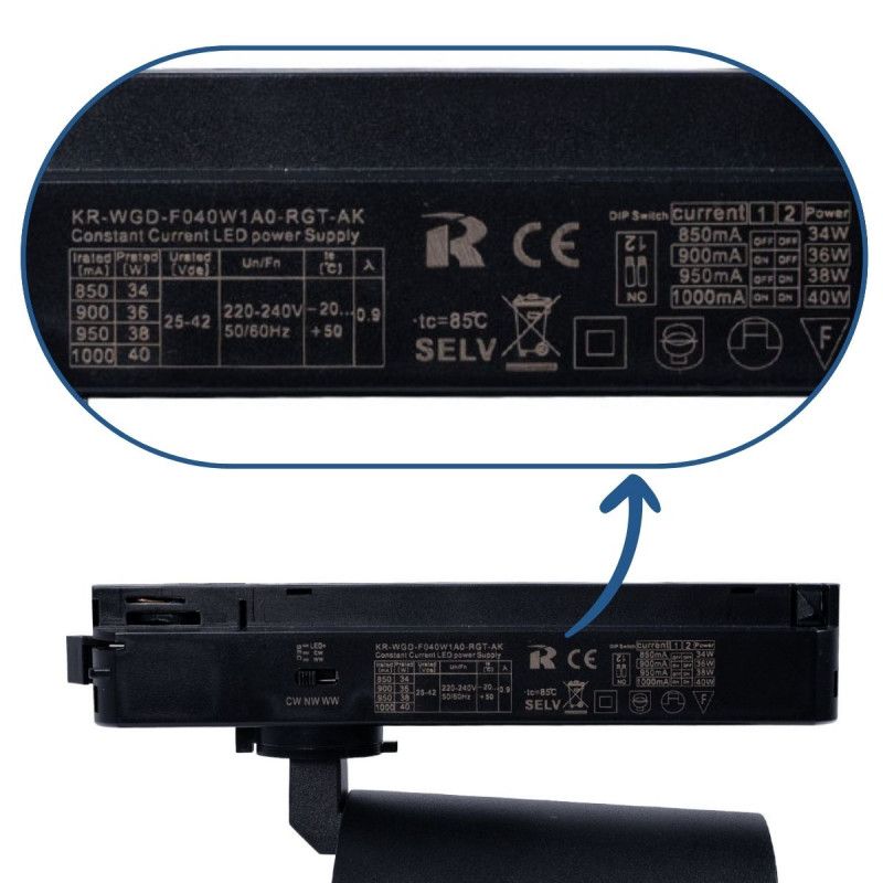 LED 1-phase track spotlight - 40W - Fish and Seafood