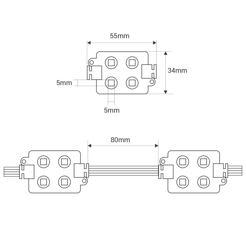 Square RGB LED module for signage - 0.96W - 12V DC - IP65 - 120º