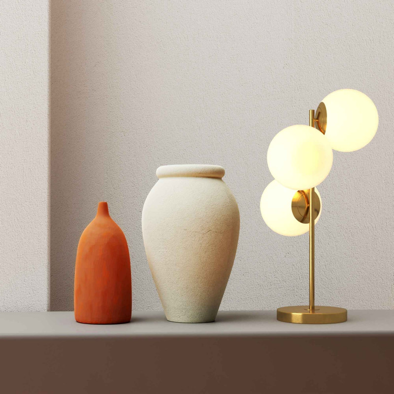 Triple crystal ball table lamp "ROM" - 3 x E27 - Ø 15cm