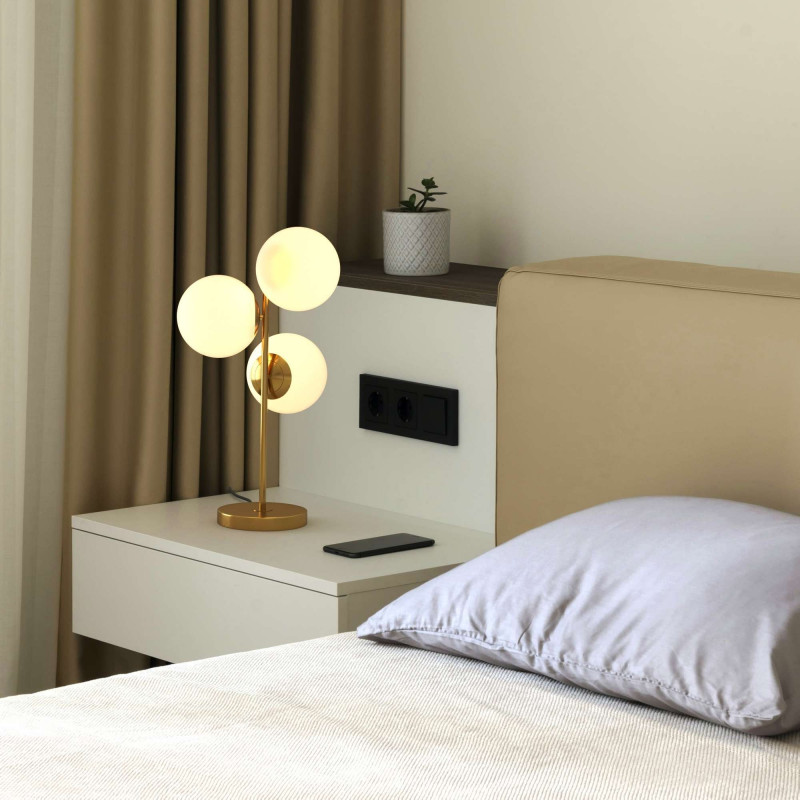 Triple crystal ball table lamp "ROM" - 3 x E27 - Ø 15cm
