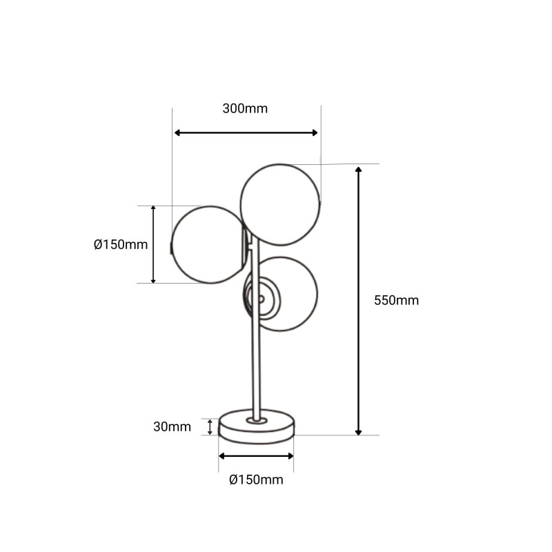 Triple crystal ball table lamp "ROM" - 3 x E27 - Ø 15cm