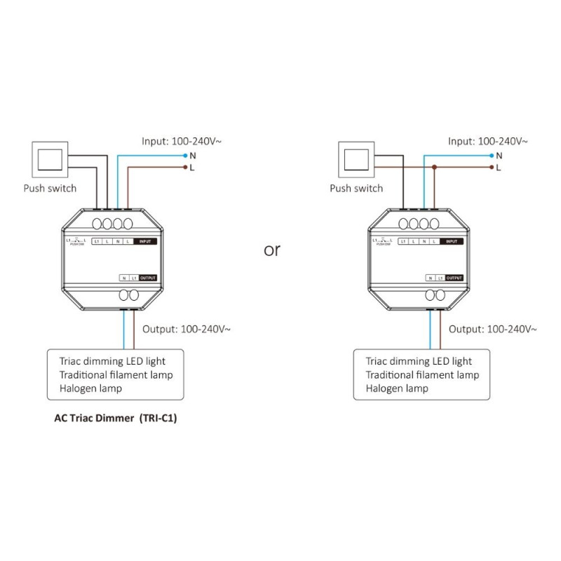 TRIAC Dimmer (WiFi + 2.4G + PUSH)  - Mi Boxer - TRI-C1WR - 300W