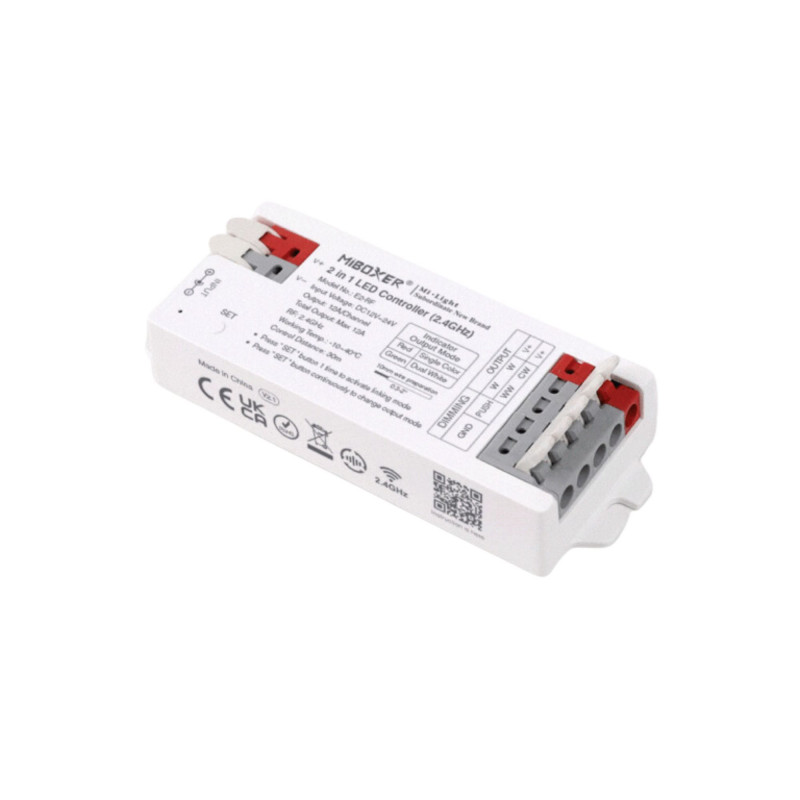 LED Strip Controller 2 in 1- Monochrome - CCT - 12/24V DC - 2.4GHz - MiBoxer - E2-RF