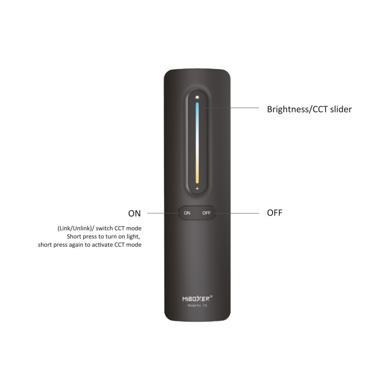 CCT remote control - 1 zone - RF 2.4Ghz - Mi Light - C3