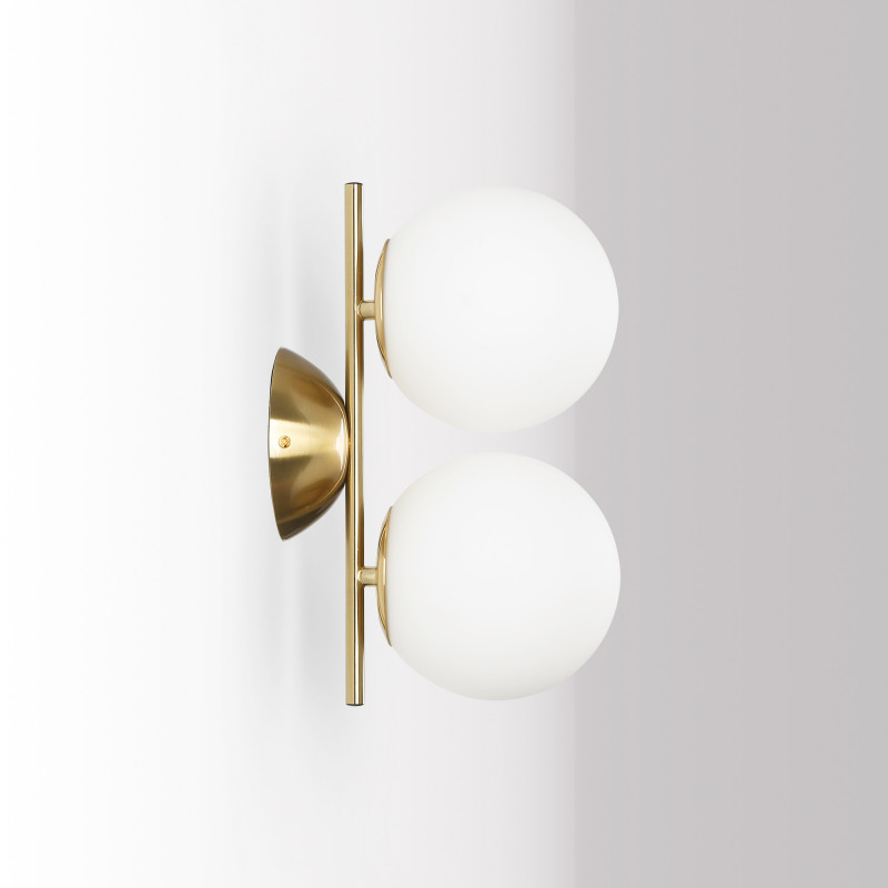Double crystal ball wall light "VIC 150" - 2 x E27 - Ø 15cm