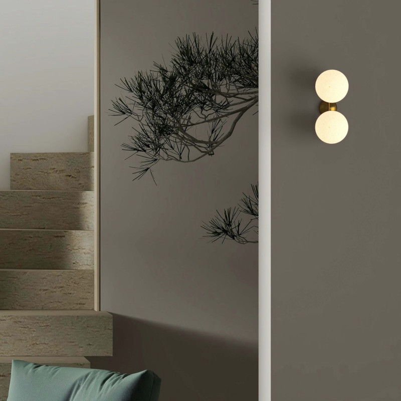 Double crystal ball wall light "VIC 150" - 2 x E27 - Ø 15cm