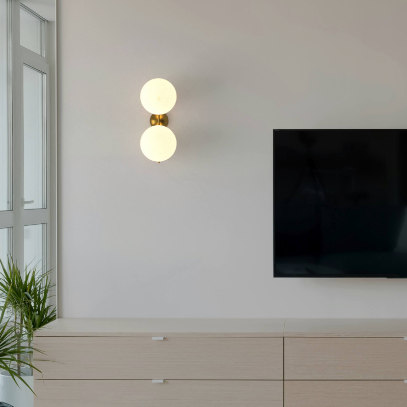 Double crystal ball wall light "VIC 220" - E27 - Ø 22cm
