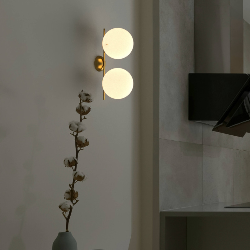 Double crystal ball wall light "VIC 220" - E27 - Ø 22cm