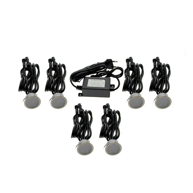 Kit 6 recessed LED spotlights Ø40x20mm 0,4W 12V-DC IP67