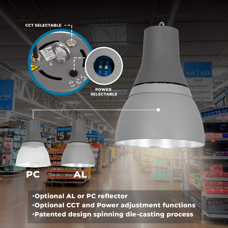 Commercial LED High Bay - CCT - (25W / 40W / 60W / 80W) - Polycarbonate Diffuser - UGR19 - Lifud Driver