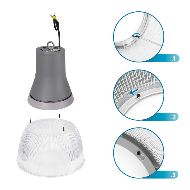 Commercial LED High Bay - CCT - (25W / 40W / 60W / 80W) - Polycarbonate Diffuser - UGR19 - Lifud Driver