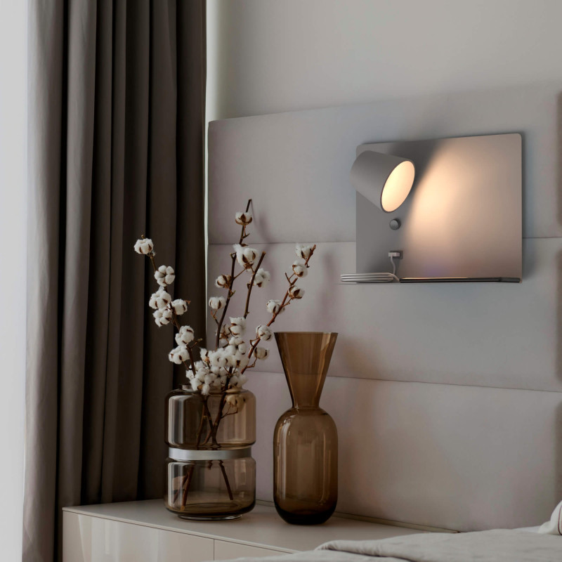 Wall reading light with USB port "BASKOP" - 6W - Left