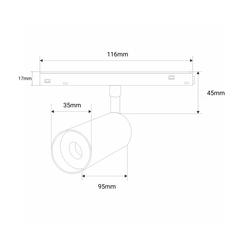 LED spotlight for magnetic track 48V - 7W - OSRAM chip - 2700K - Colors