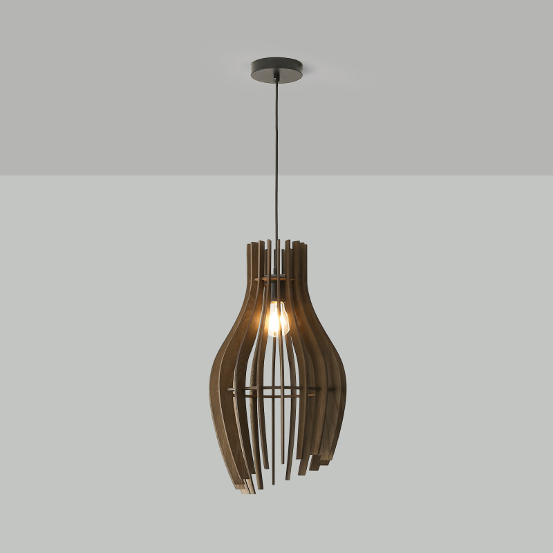 Wooden pendant light "HUNTEL" - Ø 30cm - E27