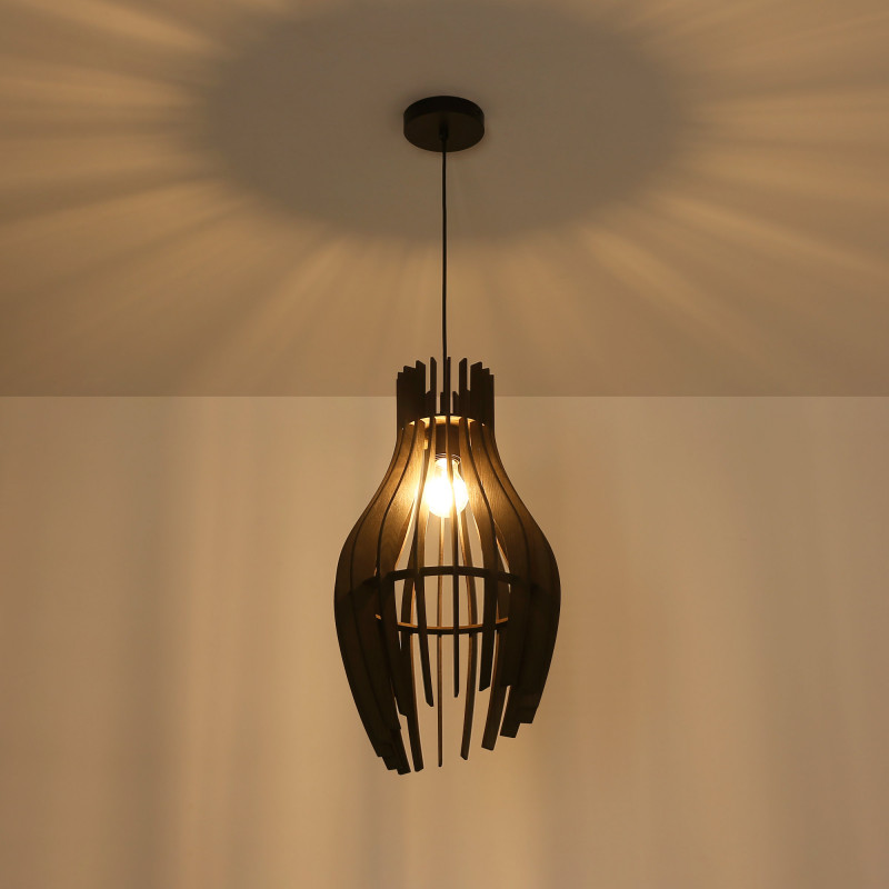 Wooden pendant light "HUNTEL" - Ø 30cm - E27